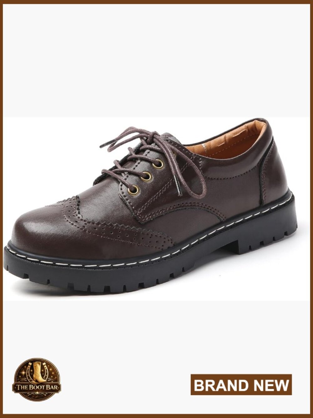 Women Oxford Shoes Lace Up Platform Slip Resistant Brogue Style Work Dressy